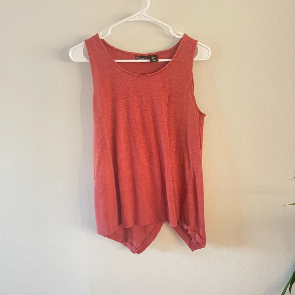Willi Smith Womens Large Linen Tank Top Coral Sleeveless Lightweight Casual